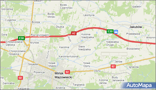 mapa Stara Niedziałka, Stara Niedziałka na mapie Targeo