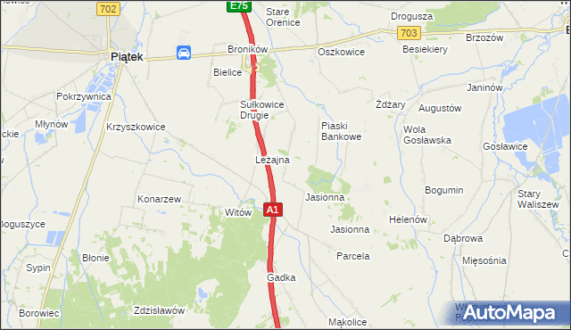 mapa Stare Piaski gmina Piątek, Stare Piaski gmina Piątek na mapie Targeo