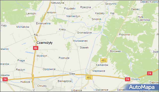 mapa Stawek gmina Czarnożyły, Stawek gmina Czarnożyły na mapie Targeo