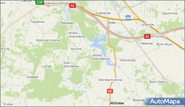 mapa Wólka Wiśniewska, Wólka Wiśniewska na mapie Targeo