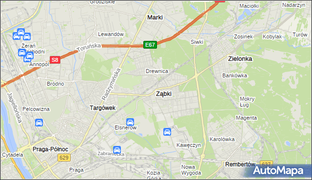 mapa Ząbki powiat wołomiński, Ząbki powiat wołomiński na mapie Targeo