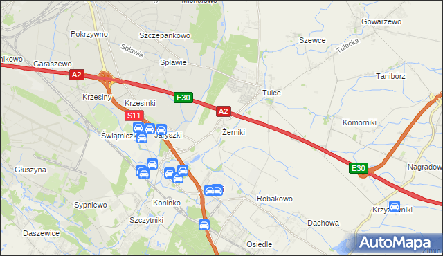 mapa Żerniki gmina Kórnik, Żerniki gmina Kórnik na mapie Targeo