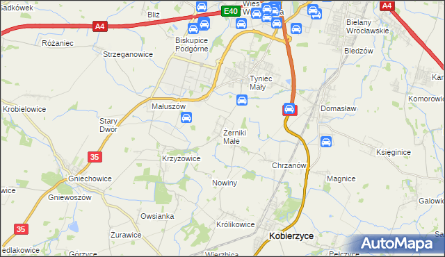 mapa Żerniki Małe, Żerniki Małe na mapie Targeo