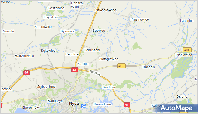 mapa Złotogłowice, Złotogłowice na mapie Targeo