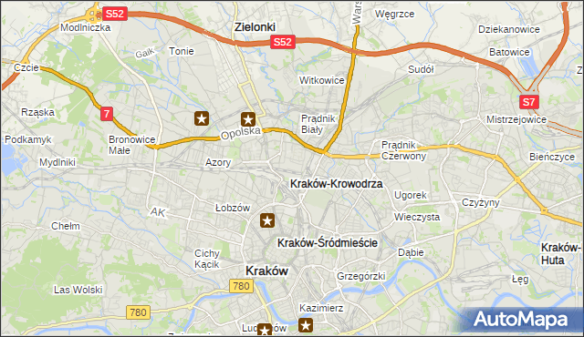mapa Krowodrza, Krowodrza na mapie Targeo