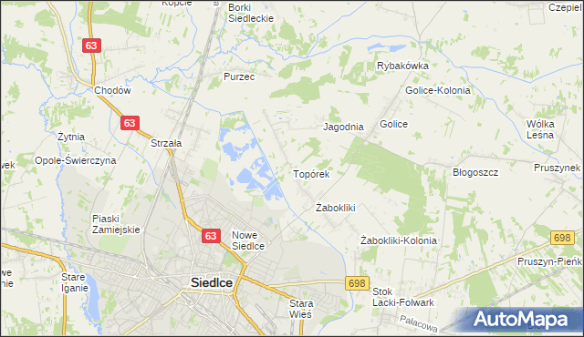 mapa Topórek, Topórek na mapie Targeo