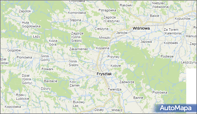 mapa Pułanki gmina Frysztak, Pułanki gmina Frysztak na mapie Targeo