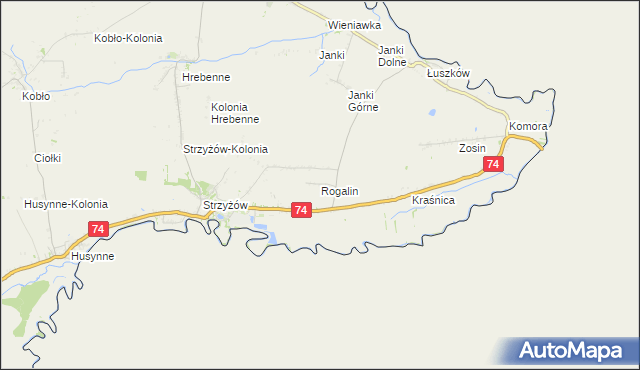 mapa Rogalin gmina Horodło, Rogalin gmina Horodło na mapie Targeo