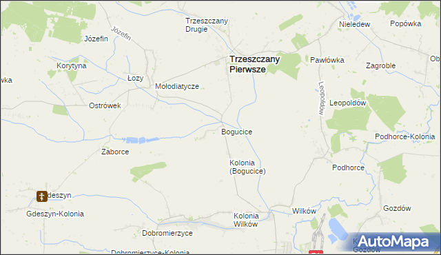 mapa Bogucice gmina Trzeszczany, Bogucice gmina Trzeszczany na mapie Targeo