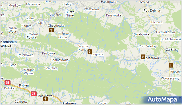 mapa Bogusza, Bogusza na mapie Targeo