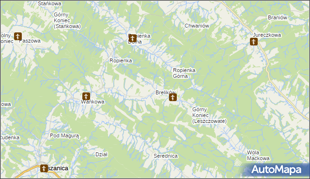 mapa Brelików, Brelików na mapie Targeo