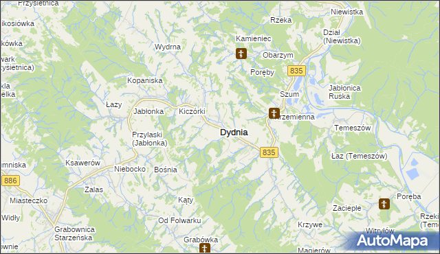 mapa Dydnia, Dydnia na mapie Targeo