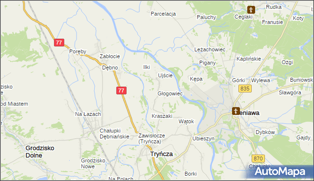 mapa Głogowiec gmina Tryńcza, Głogowiec gmina Tryńcza na mapie Targeo