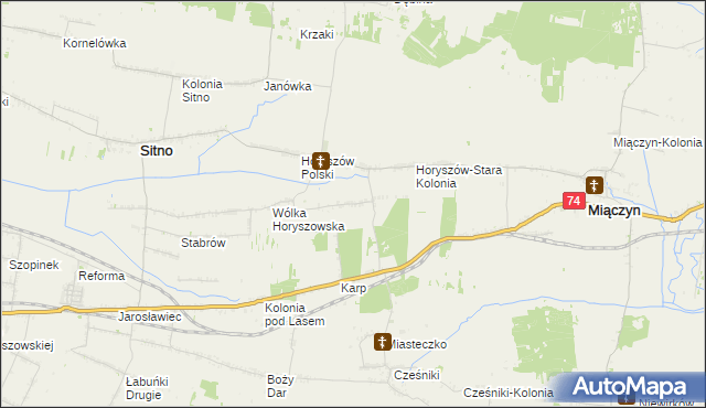 mapa Horyszów-Nowa Kolonia, Horyszów-Nowa Kolonia na mapie Targeo