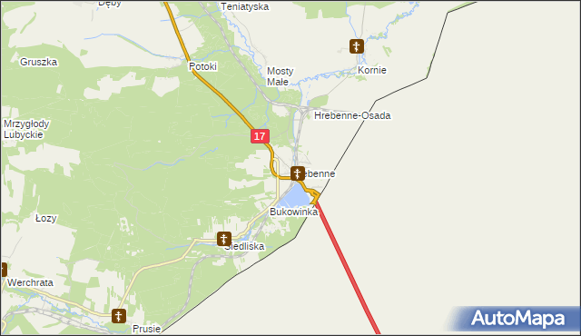 mapa Hrebenne gmina Lubycza Królewska, Hrebenne gmina Lubycza Królewska na mapie Targeo