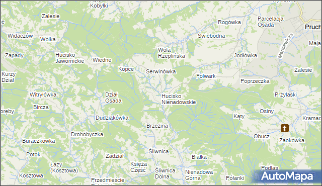mapa Hucisko Nienadowskie, Hucisko Nienadowskie na mapie Targeo