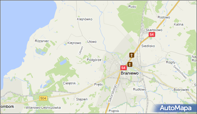 mapa Józefowo gmina Braniewo, Józefowo gmina Braniewo na mapie Targeo