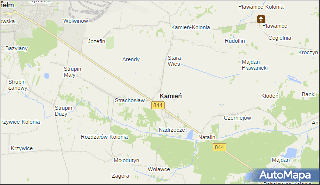 mapa Kamień powiat chełmski, Kamień powiat chełmski na mapie Targeo