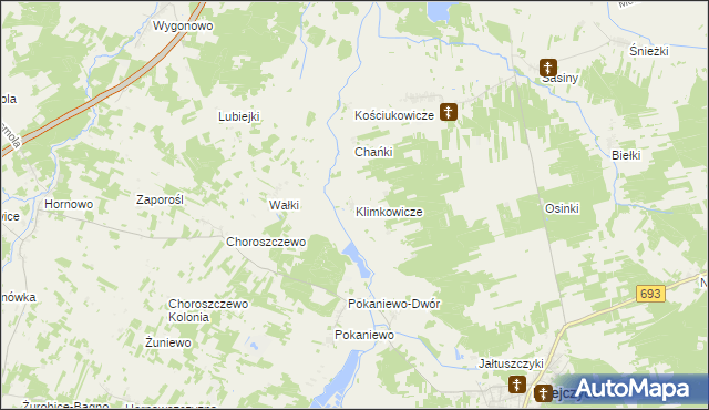 mapa Klimkowicze, Klimkowicze na mapie Targeo