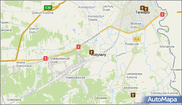 mapa Kobylany gmina Terespol, Kobylany gmina Terespol na mapie Targeo