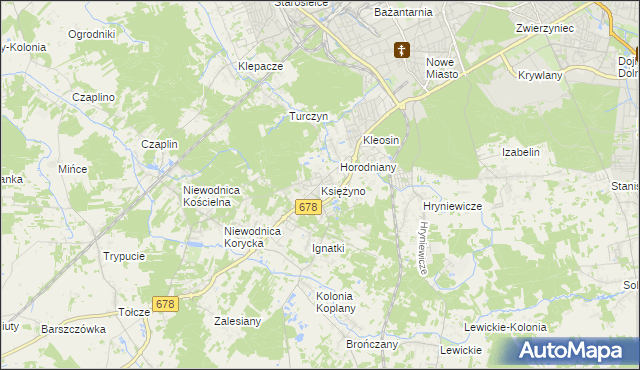 mapa Księżyno, Księżyno na mapie Targeo