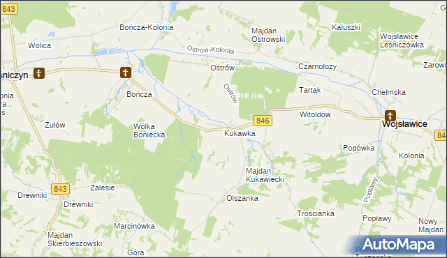 mapa Kukawka gmina Wojsławice, Kukawka gmina Wojsławice na mapie Targeo