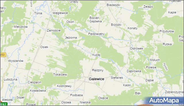 mapa Kużaj, Kużaj na mapie Targeo