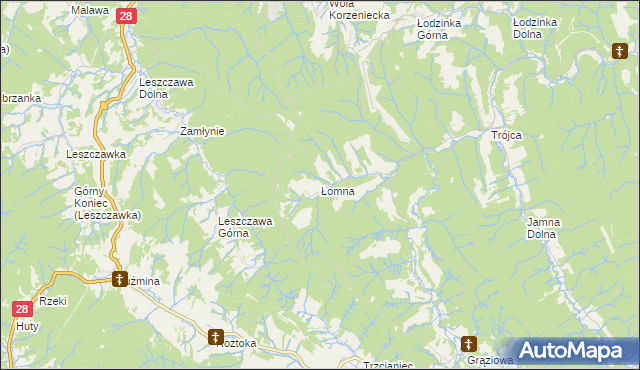 mapa Łomna gmina Bircza, Łomna gmina Bircza na mapie Targeo