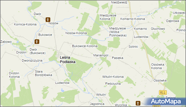 mapa Mariampol gmina Leśna Podlaska, Mariampol gmina Leśna Podlaska na mapie Targeo