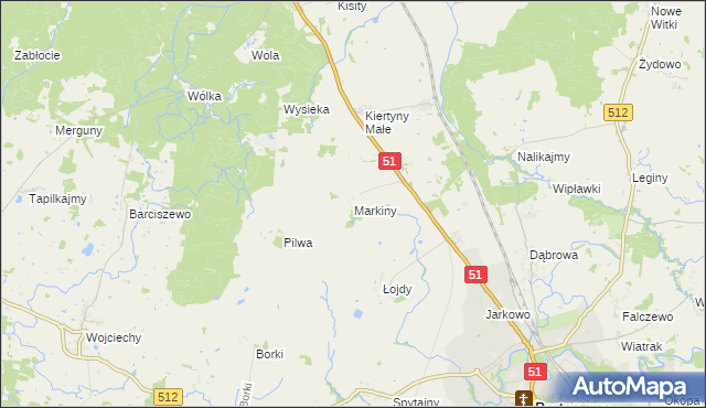 mapa Markiny, Markiny na mapie Targeo