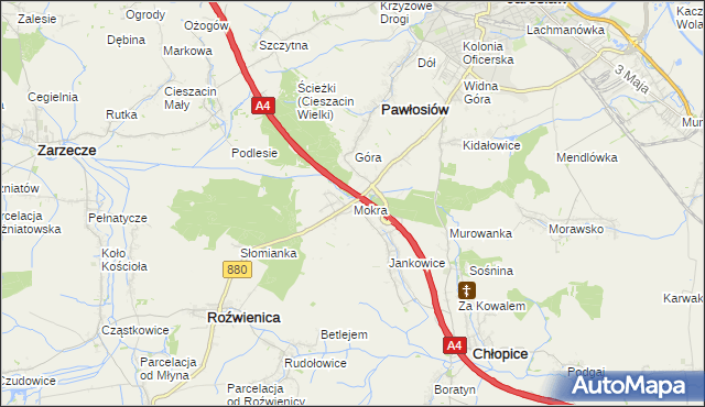 mapa Mokra gmina Roźwienica, Mokra gmina Roźwienica na mapie Targeo