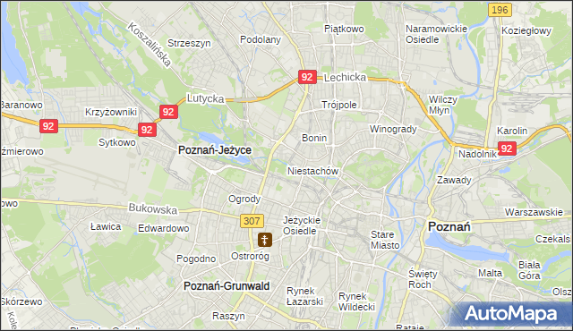 mapa Niestachów gmina Poznań, Niestachów gmina Poznań na mapie Targeo