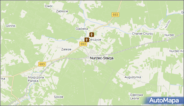 mapa Nurzec-Stacja, Nurzec-Stacja na mapie Targeo