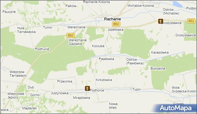 mapa Pawłówka gmina Rachanie, Pawłówka gmina Rachanie na mapie Targeo