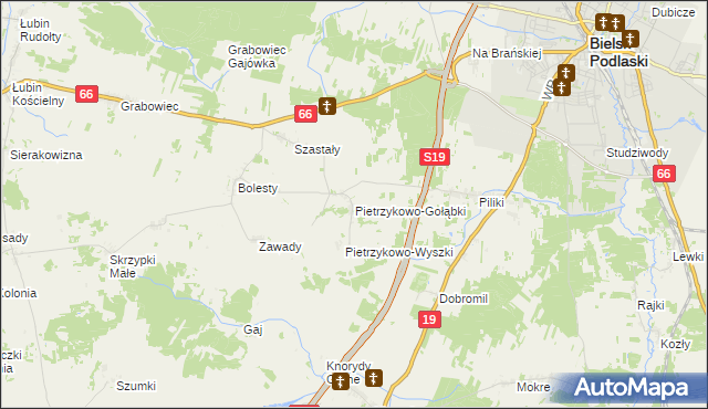 mapa Pietrzykowo-Gołąbki, Pietrzykowo-Gołąbki na mapie Targeo