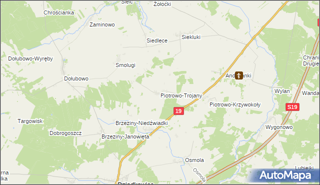 mapa Piotrowo-Trojany, Piotrowo-Trojany na mapie Targeo