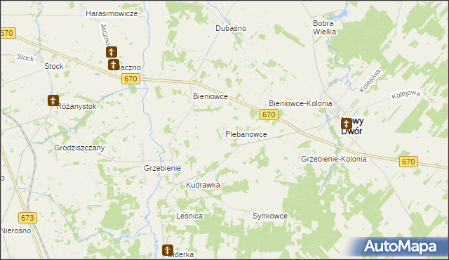 mapa Plebanowce gmina Nowy Dwór, Plebanowce gmina Nowy Dwór na mapie Targeo