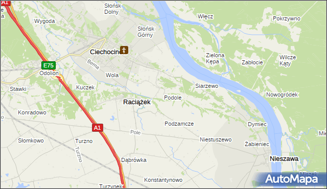 mapa Podole gmina Raciążek, Podole gmina Raciążek na mapie Targeo