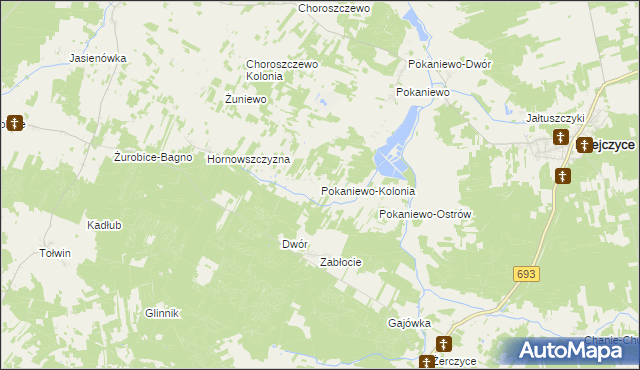 mapa Pokaniewo-Kolonia, Pokaniewo-Kolonia na mapie Targeo