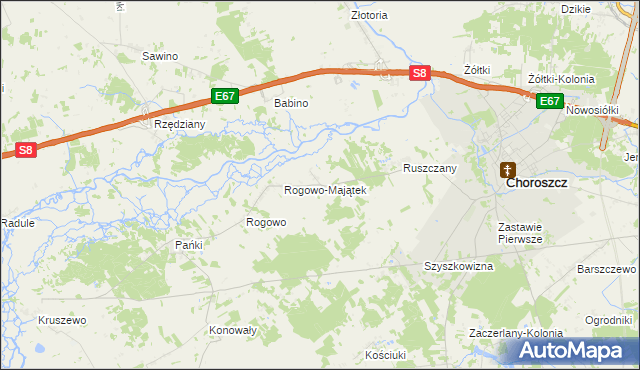 mapa Rogówek gmina Choroszcz, Rogówek gmina Choroszcz na mapie Targeo