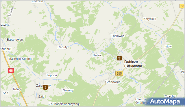 mapa Rutka gmina Dubicze Cerkiewne, Rutka gmina Dubicze Cerkiewne na mapie Targeo