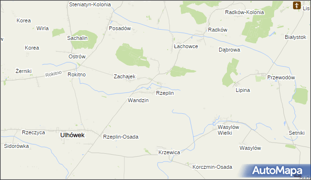 mapa Rzeplin gmina Ulhówek, Rzeplin gmina Ulhówek na mapie Targeo