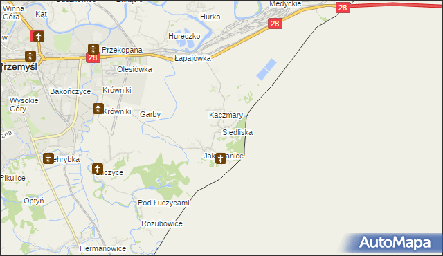 mapa Siedliska gmina Medyka, Siedliska gmina Medyka na mapie Targeo