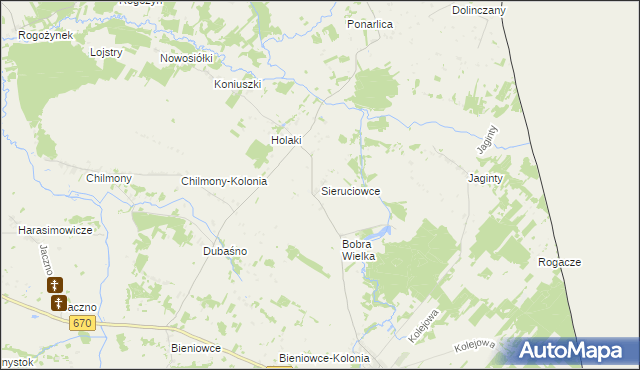 mapa Sieruciowce, Sieruciowce na mapie Targeo