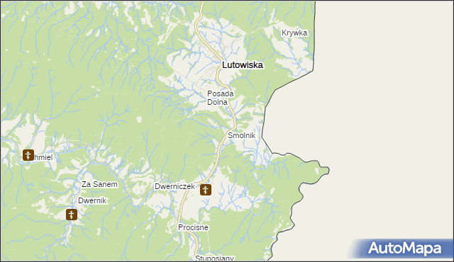 mapa Smolnik gmina Lutowiska, Smolnik gmina Lutowiska na mapie Targeo