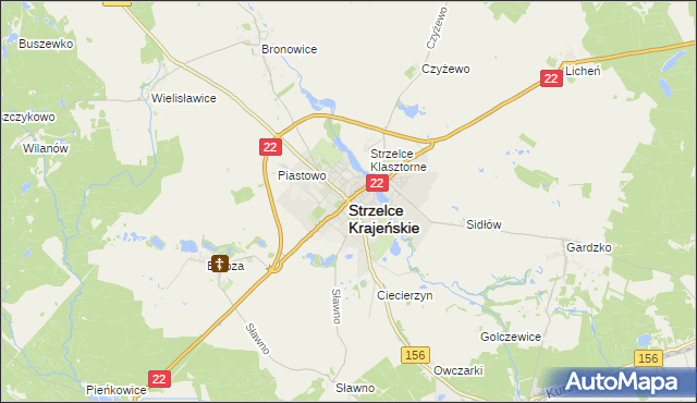 mapa Strzelce Krajeńskie, Strzelce Krajeńskie na mapie Targeo