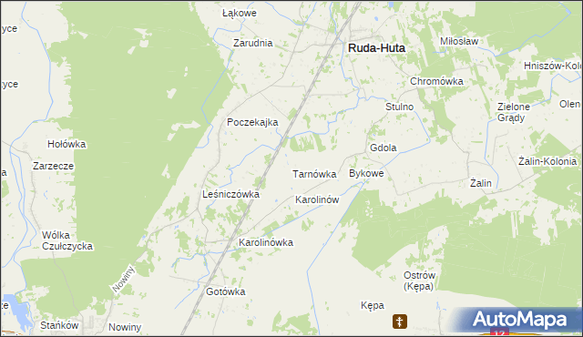 mapa Tarnówka gmina Ruda-Huta, Tarnówka gmina Ruda-Huta na mapie Targeo