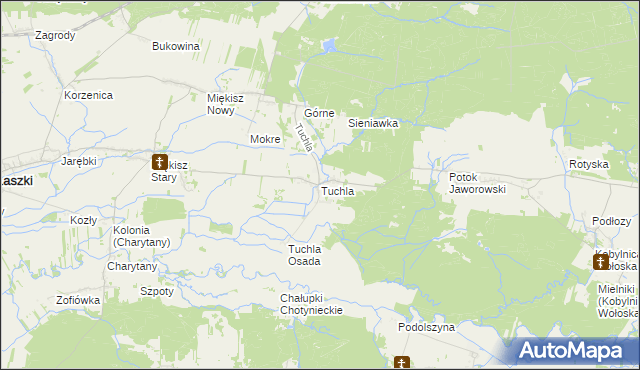 mapa Tuchla, Tuchla na mapie Targeo