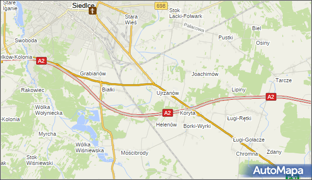 mapa Ujrzanów, Ujrzanów na mapie Targeo