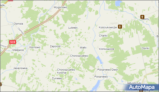 mapa Wałki gmina Milejczyce, Wałki gmina Milejczyce na mapie Targeo